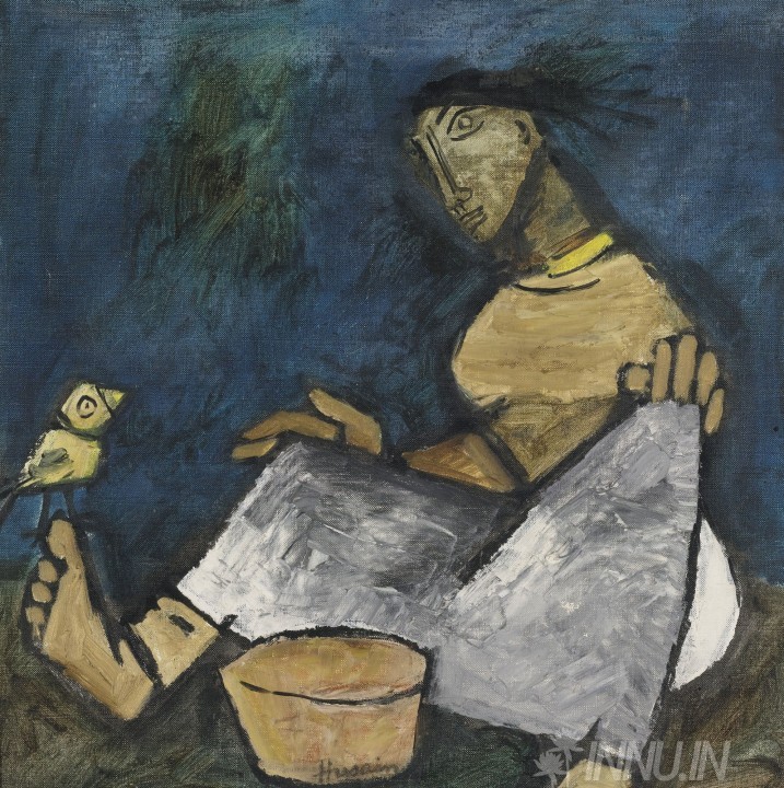 Buy Fine art painting Woman at Work by Artist M F Husain
