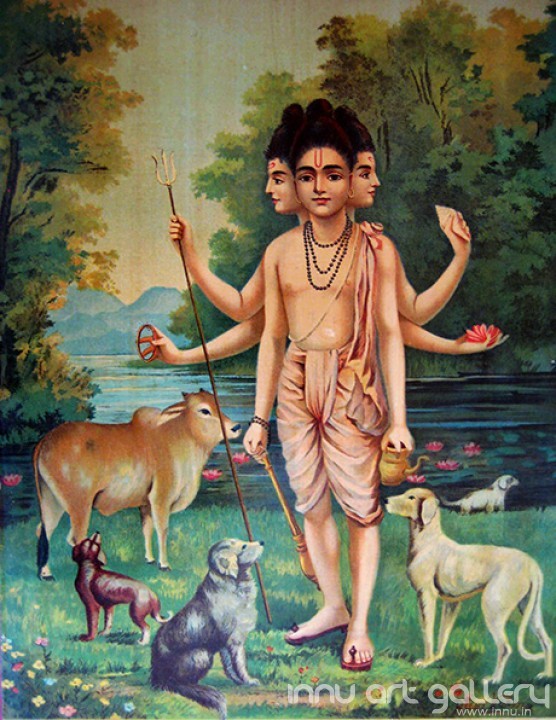 Buy Fine art painting Dattatreya by Artist Raja Ravi Varma