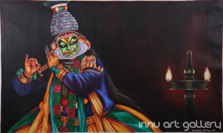 Buy Fine art painting Kathakali by Artist Prakash K Payyannur