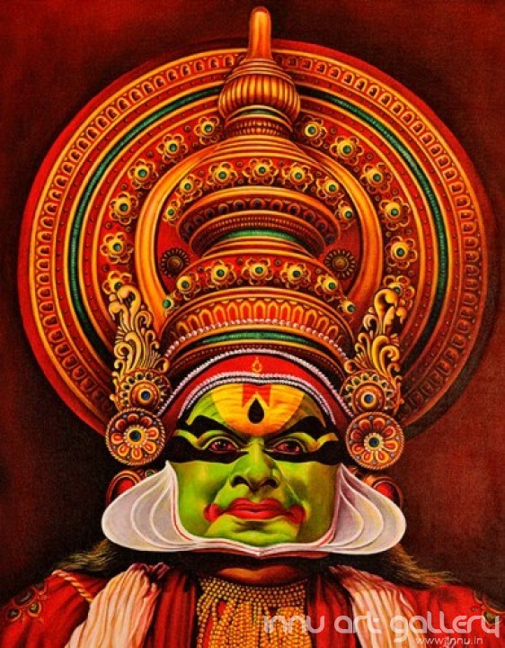 Buy Fine art painting Pacha Kathakali Face by Artist Hari Kumar