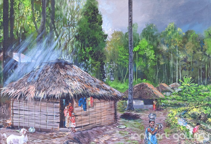 Buy Fine art painting A Village by Artist Martin