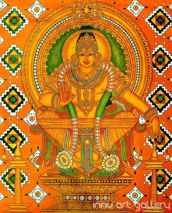 Buy Fine art painting Lord Ayyappan Dharma Sastha Mural by Artist Unknown Artist