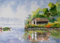 Fine art  - Life Along River 1 by Artist Mopasang Valath