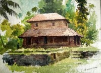 Fine art  - Village Home by Artist Shankar Babu