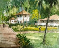 Fine art  - Kerala Holiday Resort by Artist Shankar Babu