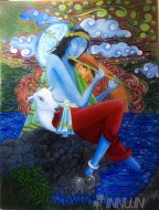 Fine art  - Dreaming Krishna by Artist Jijo.T.Ponnu