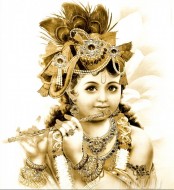 Fine art  - Lord Krishna playing flute by Artist 