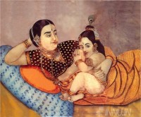 Fine art  - Yashoda feeding Krishna by Artist Raja Ravi Varma