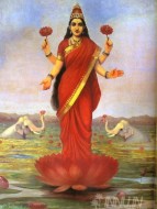 Fine art  - Goddess Lakshmi  by Artist Raja Ravi Varma