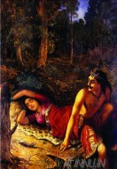 Fine art  - Nala leaving Damayanti by Artist Raja Ravi Varma