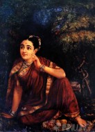 Fine art  - Radha Waiting for Krishna  by Artist Raja Ravi Varma