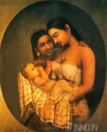 Fine art  - Mother and Child 2 by Artist Raja Ravi Varma