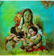 Fine art  - Feeding Mother by Artist Martin