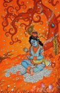 Fine art  - Child Krishna Mural by Artist 