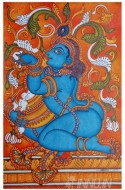 Fine art  - Sri Krishna with butter mural by Artist 