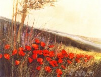 Fine art  - Field of Poppies by Artist Gilbert Michaud