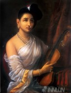 Fine art  - Lady With Violin by Artist Raja Ravi Varma