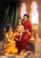 Fine art  - Yasoda with Krishna  by Artist Raja Ravi Varma