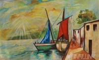 Fine art  - Boat by Artist Suresh Dev