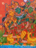 Fine art  - Radha-Krishna-Gopika by Artist Pooja Kashyap