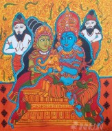 Fine art  - Ganesh Parvathy Shiva by Artist Pooja Kashyap