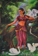 Fine art  - Hamsa Damayanthi by Artist Suresh Dev