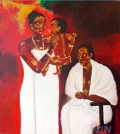 Fine art  - A Malayali of Yester Years by Artist Usha Ramachandran