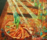 Fine art  - A  Woman Drenched in Sunlight by Artist Babitha Marina Justin