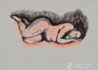 Fine art  - Sleeping Nude by Artist Usha Ramachandran