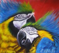 Fine art  - Couple Parrot by Artist Dinak Divakaran