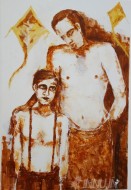 Fine art  - Father and Son by Artist Usha Ramachandran