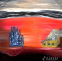 Fine art  - City in fear by Artist K Jayakumar