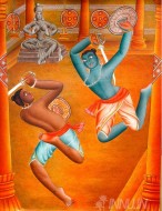 Fine art  -  Kalaripayattu by Artist Ajesh K.K