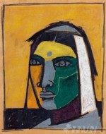 Fine art  - Portrait of Chand Bibi by Artist M F Husain