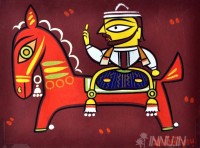 Fine art  - Man on Horseback by Artist Jamini Roy