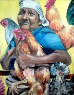 Fine art  - Bird - Loving Grandmother by Artist Anu J Rajan