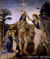 Fine art  - The Baptism of Christ by Artist Andrea del Verrocchio