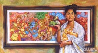 Fine art  - A Lady and The Mural art by Artist Martin